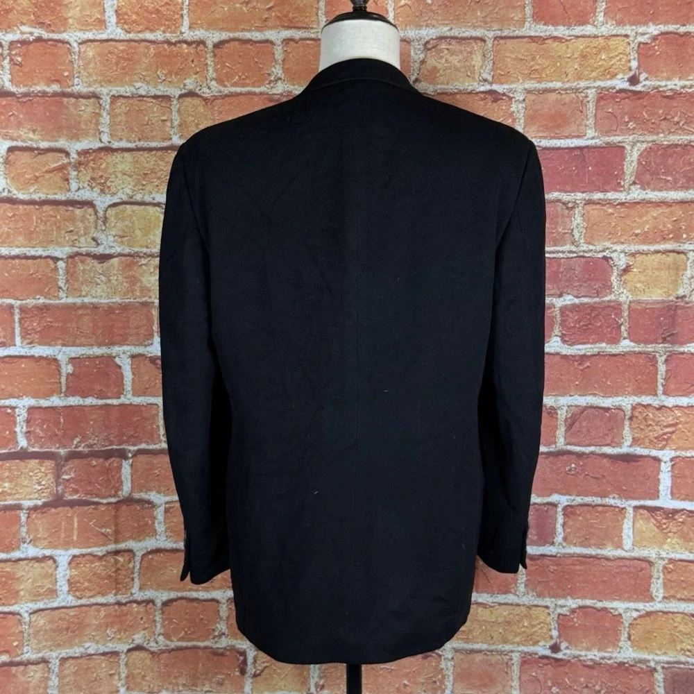 Ermenegildo Zegna Men Pure Cashmere Solid Black Blazer‎ Missing Size Tag Vintage